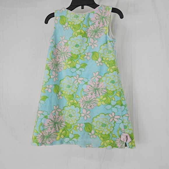 Lilly Pulitzer Girls Small(4-5) Blue Velour Dress Shift Cover Up Floral Print - Picture 5 of 5